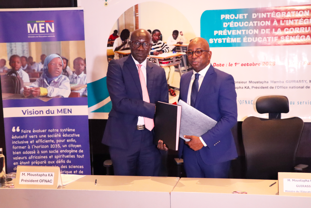 Cérémonie de lancement du processus d&rsquo;intégration des modules d&rsquo;éducation à l&rsquo;intégrité et à la prévention de la corruption dans le système éducatif sénégalais