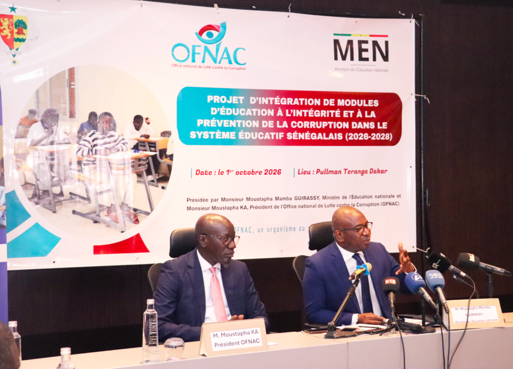 Cérémonie de lancement du processus d&rsquo;intégration des modules d&rsquo;éducation à l&rsquo;intégrité et à la prévention de la corruption dans le système éducatif sénégalais